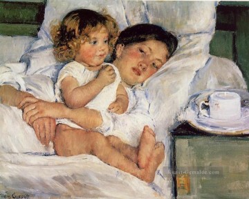 Mary Cassatt Werke - Frühstück im Bett Mütter Kinder Mary Cassatt